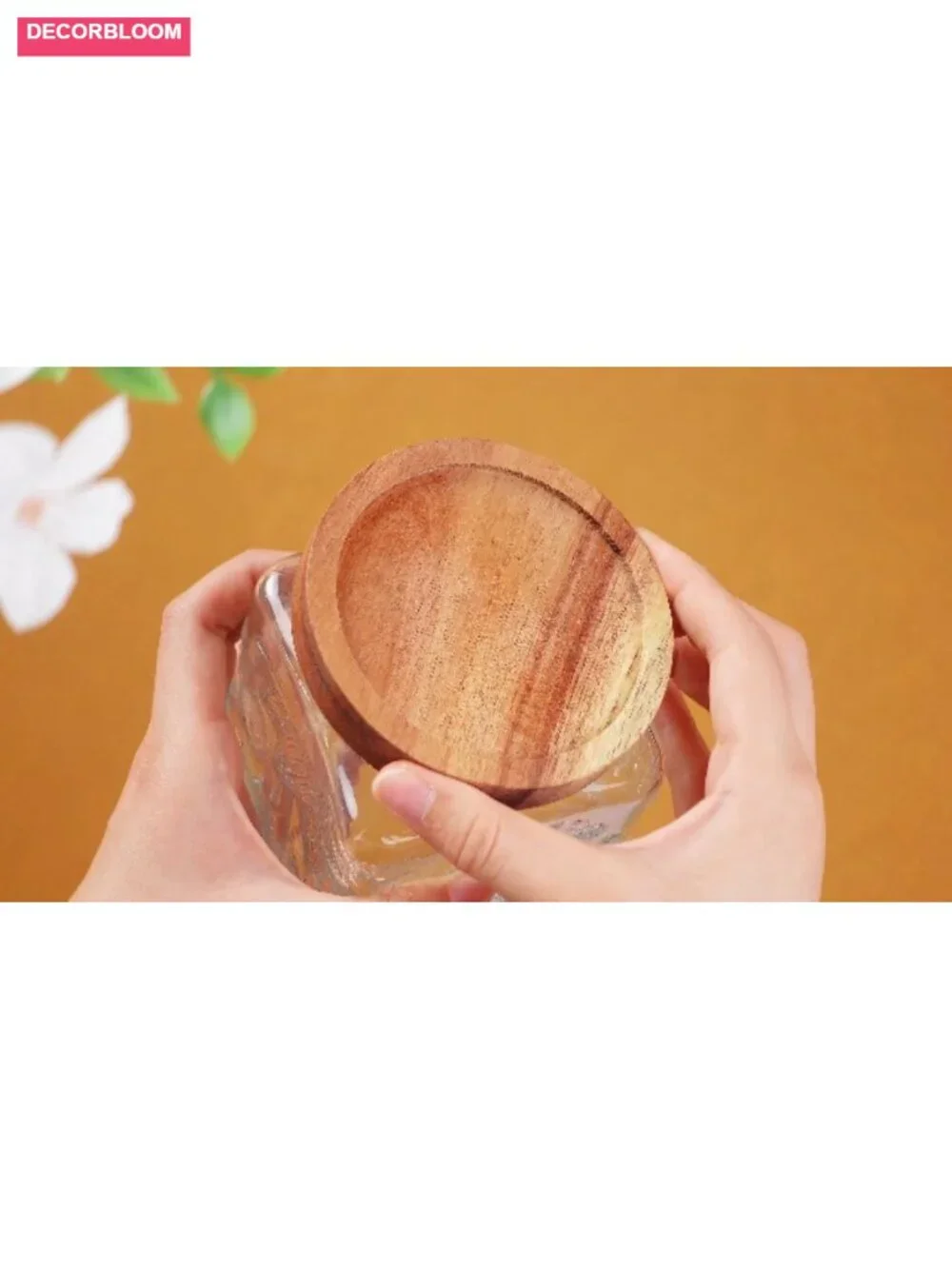 Set of 5 Vintage Glass Jars with Bamboo Airtight Lids Kitchen Food Storage